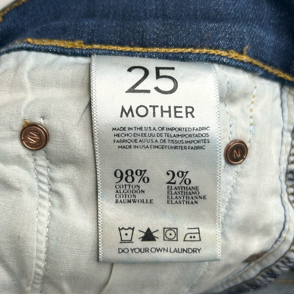 Mother The Dropout Jeans Size 25 Denim Blue Distressed Tequila Truth 31x26.5 - Picture 15 of 16